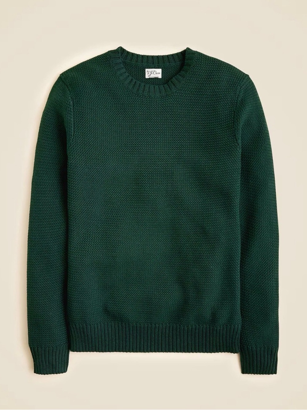 J. Crew Basket Stitch Cotton Crewneck Knit Sweater in Green CQ168 Size Medium